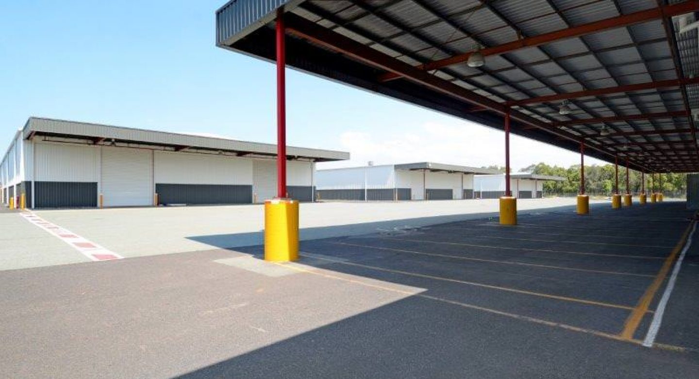 Warehouse facility awning and yard